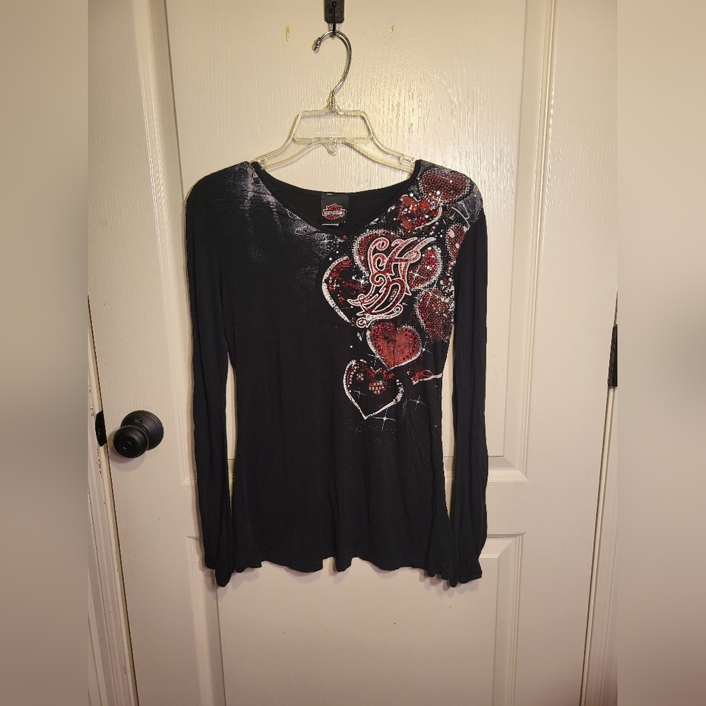 Vintage Woman's Heart Harley-Davidson Long Sleeve Top